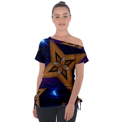 Star Background Tie-up Tee by HermanTelo