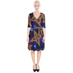 Star Background Wrap Up Cocktail Dress