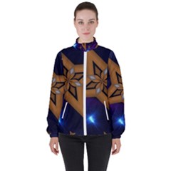 Star Background Women s High Neck Windbreaker by HermanTelo