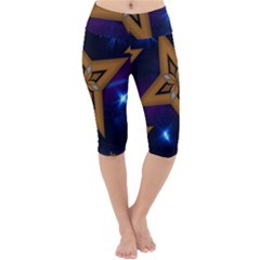 Star Background Lightweight Velour Cropped Yoga Leggings