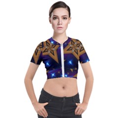 Star Background Short Sleeve Cropped Jacket by HermanTelo