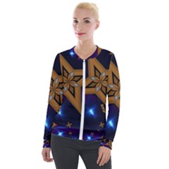 Star Background Velour Zip Up Jacket