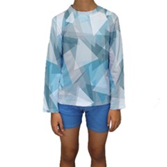 Triangle Blue Pattern Kids  Long Sleeve Swimwear