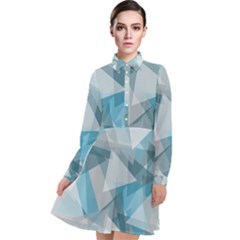 Triangle Blue Pattern Long Sleeve Chiffon Shirt Dress