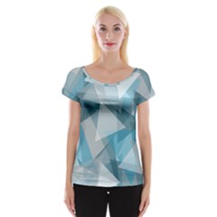 Triangle Blue Pattern Cap Sleeve Top