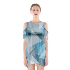 Triangle Blue Pattern Shoulder Cutout One Piece Dress