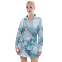 Triangle Blue Pattern Women s Long Sleeve Casual Dress