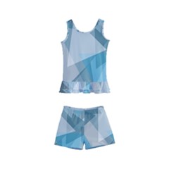 Triangle Blue Pattern Kids  Boyleg Swimsuit