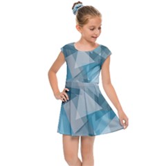 Triangle Blue Pattern Kids  Cap Sleeve Dress by HermanTelo