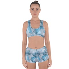 Triangle Blue Pattern Racerback Boyleg Bikini Set by HermanTelo