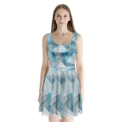 Triangle Blue Pattern Split Back Mini Dress  by HermanTelo