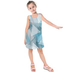 Triangle Blue Pattern Kids  Sleeveless Dress by HermanTelo