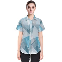 Triangle Blue Pattern Women s Short Sleeve Shirt