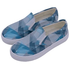 Triangle Blue Pattern Kids  Canvas Slip Ons by HermanTelo