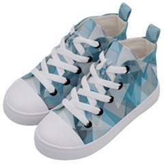 Triangle Blue Pattern Kids  Mid-top Canvas Sneakers