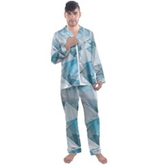 Triangle Blue Pattern Men s Satin Pajamas Long Pants Set