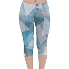 Triangle Blue Pattern Velvet Capri Leggings 