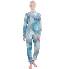 Triangle Blue Pattern Women s Lounge Set by HermanTelo