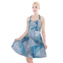 Triangle Blue Pattern Halter Party Swing Dress  View1