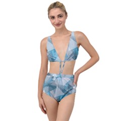 Triangle Blue Pattern Tied Up Two Piece Swimsuit