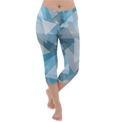 Triangle Blue Pattern Lightweight Velour Capri Yoga Leggings