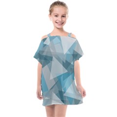 Triangle Blue Pattern Kids  One Piece Chiffon Dress