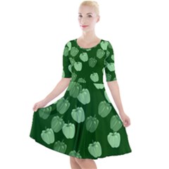 Paprika Quarter Sleeve A-line Dress by Mariart