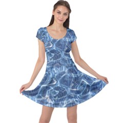 Abstract Blue Diving Fresh Cap Sleeve Dress by HermanTelo