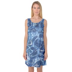 Abstract Blue Diving Fresh Sleeveless Satin Nightdress