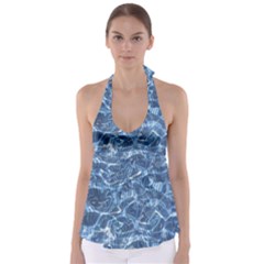 Abstract Blue Diving Fresh Babydoll Tankini Top