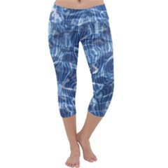 Abstract Blue Diving Fresh Capri Yoga Leggings