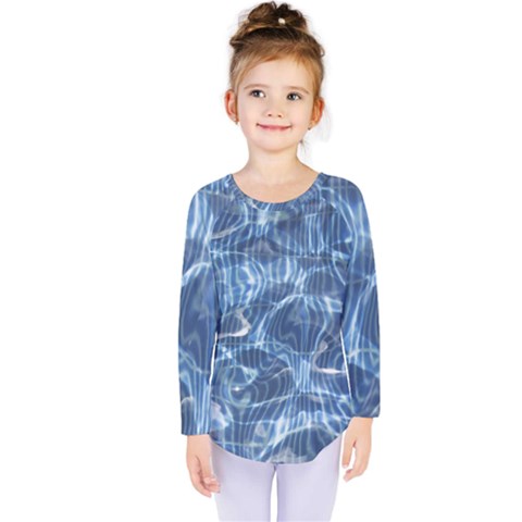 Abstract Blue Diving Fresh Kids  Long Sleeve Tee by HermanTelo