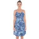 Abstract Blue Diving Fresh Ruffle Detail Chiffon Dress View1