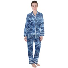 Abstract Blue Diving Fresh Satin Long Sleeve Pyjamas Set by HermanTelo