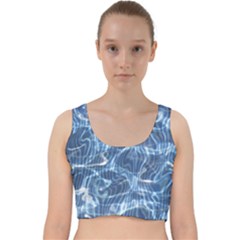 Abstract Blue Diving Fresh Velvet Racer Back Crop Top