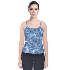 Abstract Blue Diving Fresh Velvet Spaghetti Strap Top