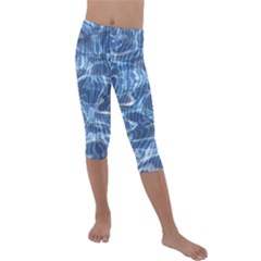 Abstract Blue Diving Fresh Kids  Lightweight Velour Capri Leggings 