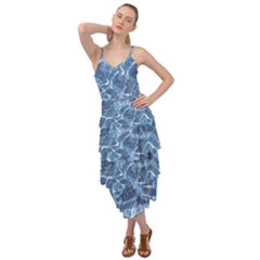 Abstract Blue Diving Fresh Layered Bottom Dress