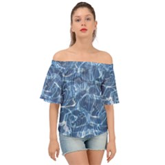 Abstract Blue Diving Fresh Off Shoulder Short Sleeve Top by HermanTelo