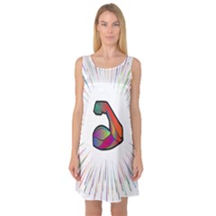 Strength Strong Arm Muscles Sleeveless Satin Nightdress