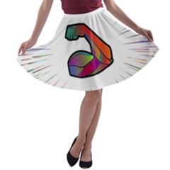 Strength Strong Arm Muscles A-line Skater Skirt