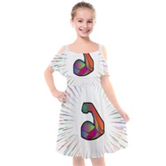 Strength Strong Arm Muscles Kids  Cut Out Shoulders Chiffon Dress