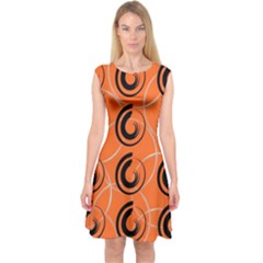 Background Pattern Retro Capsleeve Midi Dress by HermanTelo