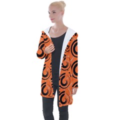 Background Pattern Retro Longline Hooded Cardigan