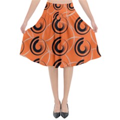 Background Pattern Retro Flared Midi Skirt