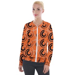 Background Pattern Retro Velour Zip Up Jacket