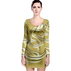 Fractal Abstract Artwork Long Sleeve Bodycon Dress