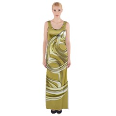 Fractal Abstract Artwork Thigh Split Maxi Dress by HermanTelo