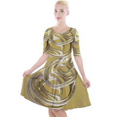 Fractal Abstract Artwork Quarter Sleeve A-line Dress by HermanTelo