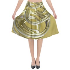 Fractal Abstract Artwork Flared Midi Skirt